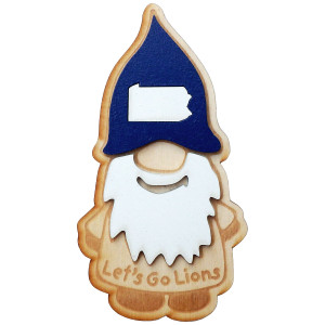wood layered gnome magnet with PA state outline and Let's Go Lions